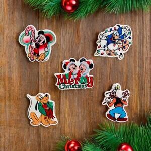 Handmade Christmas Magnets Set Of 5, Mickey Minnie Donald, Goofy, Pluto